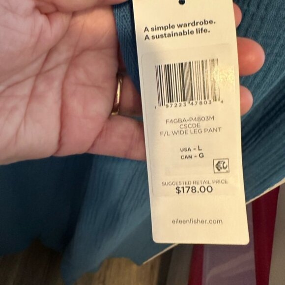 Eileen Fisher Blue Wide Leg Pants - Picture 7 of 8
